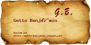 Getto Benjámin névjegykártya